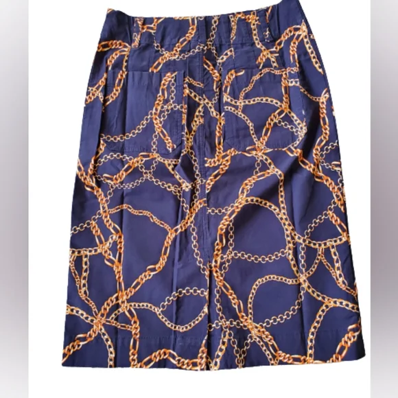 Anthropologie fitted patch pockets skirt, medium, blue - Picture 8 of 15